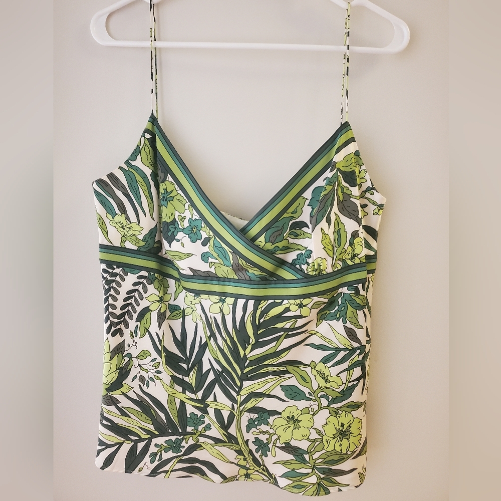 J. Crew Silk Palm Print Top